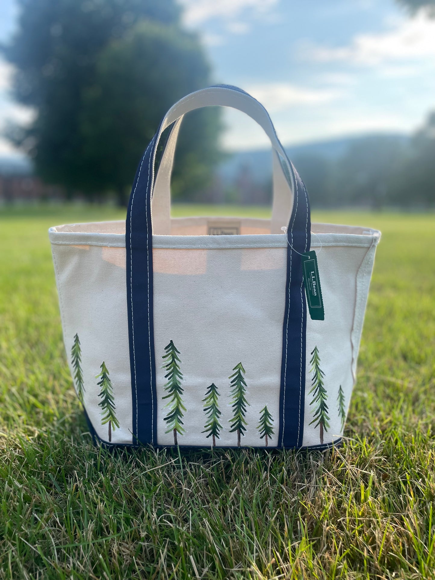 Custom Painted LLBean Tote with Bag on Hand