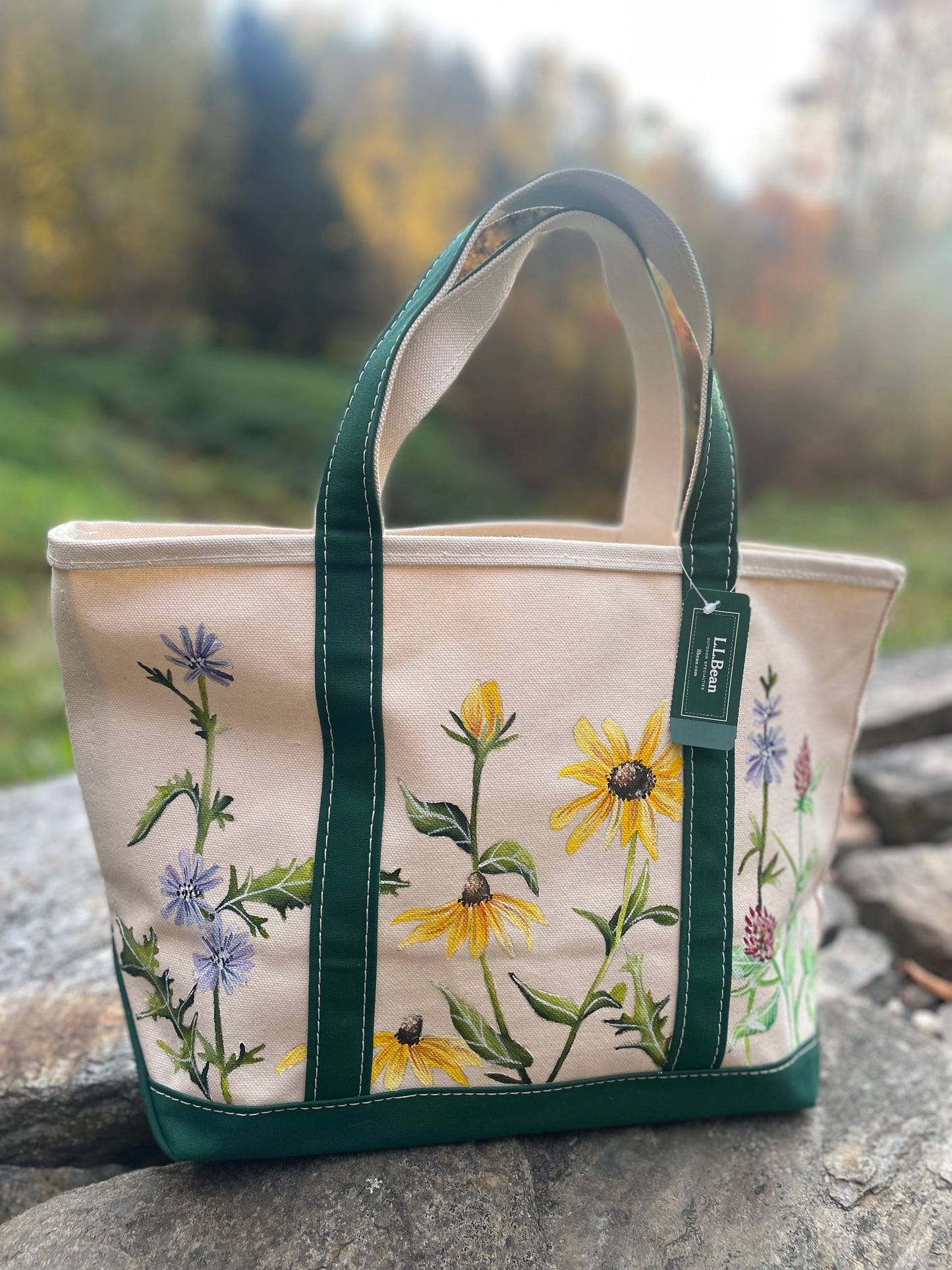 Custom Painted LLBean Tote with Bag on Hand