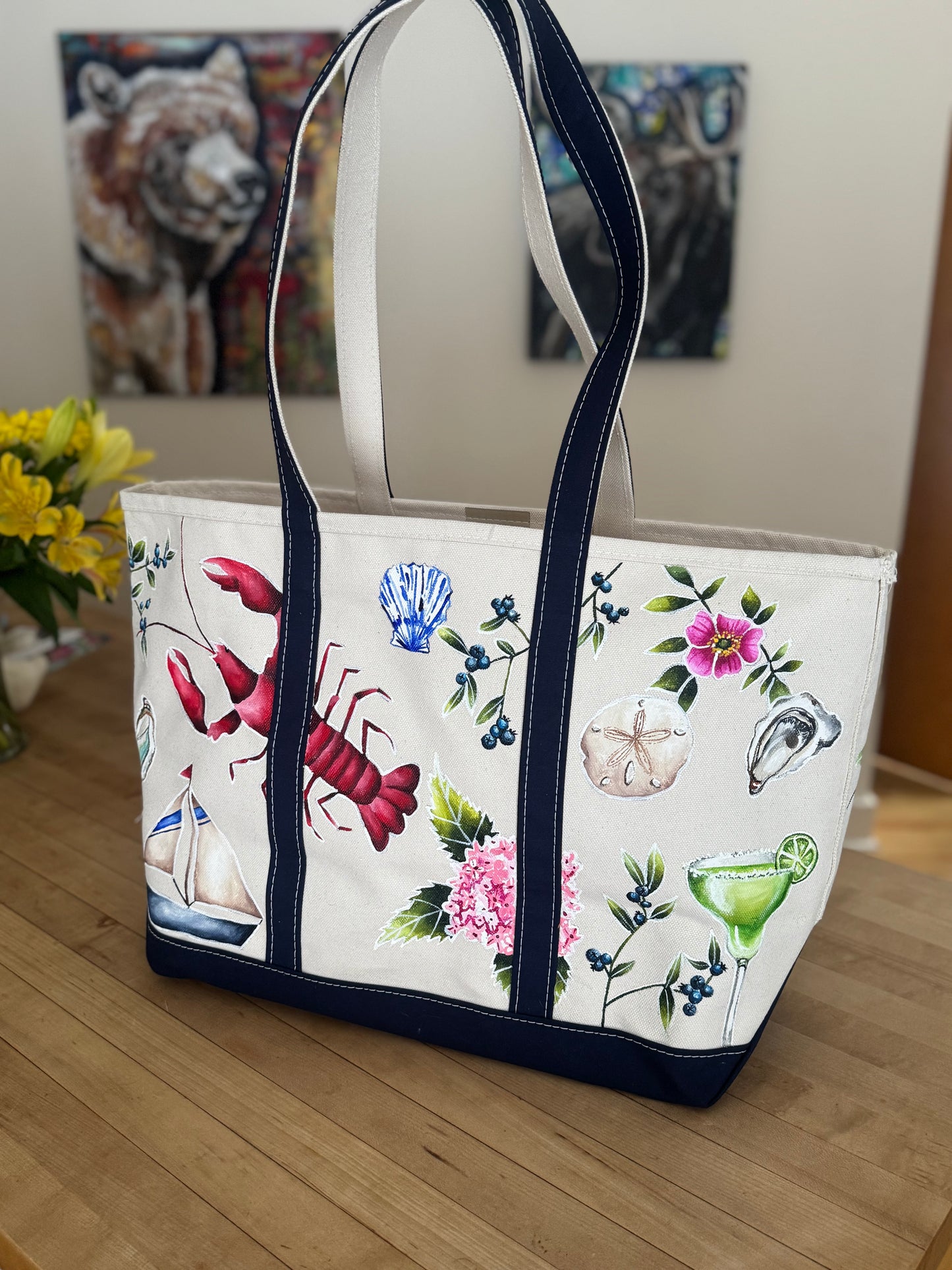 Custom Painted Rhode Island LLBean Boat and Tote Bag