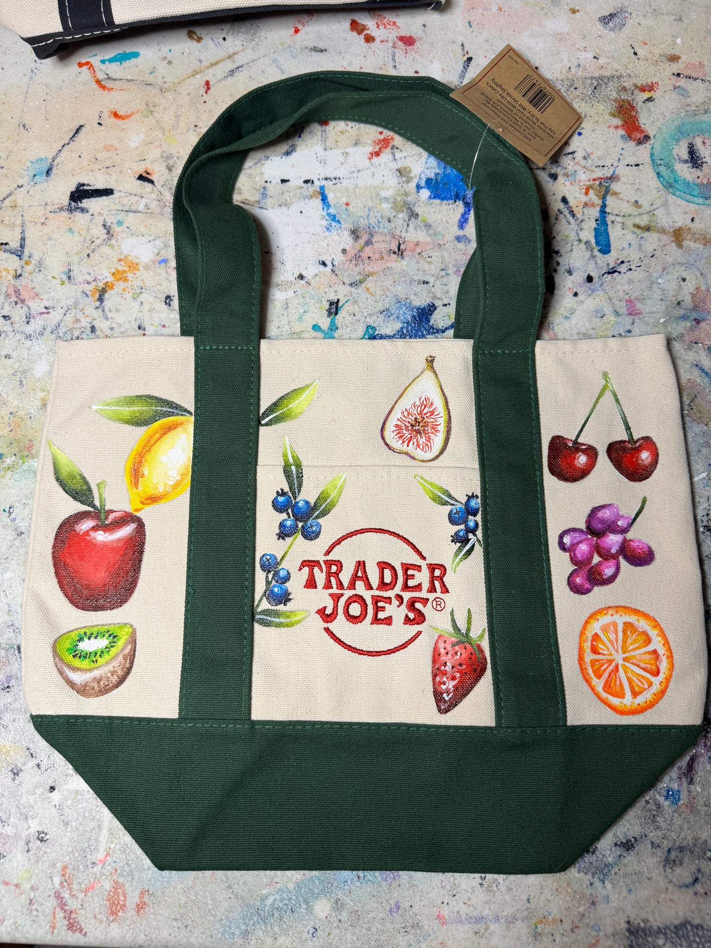 Custom Painted Trader Joe's Canvas Tote