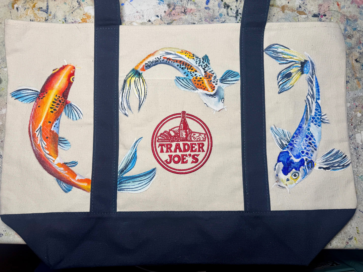 Custom Painted Trader Joe's Canvas Tote
