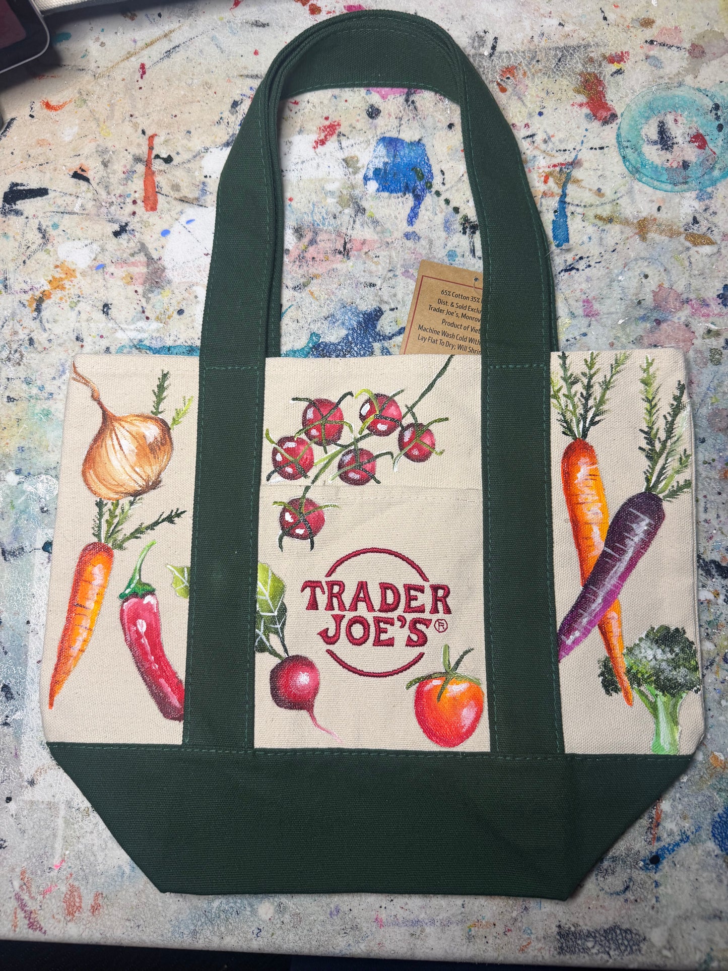 Custom Painted Trader Joe's Canvas Tote