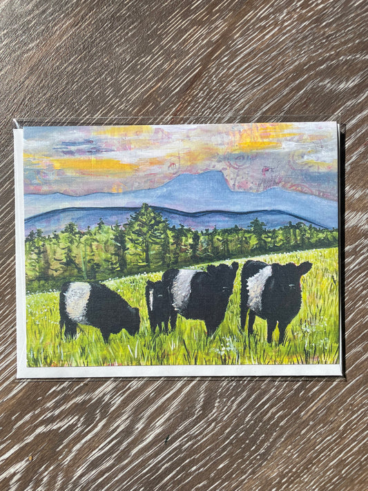 Belted Galloways and Camel's Hump Greeting Card