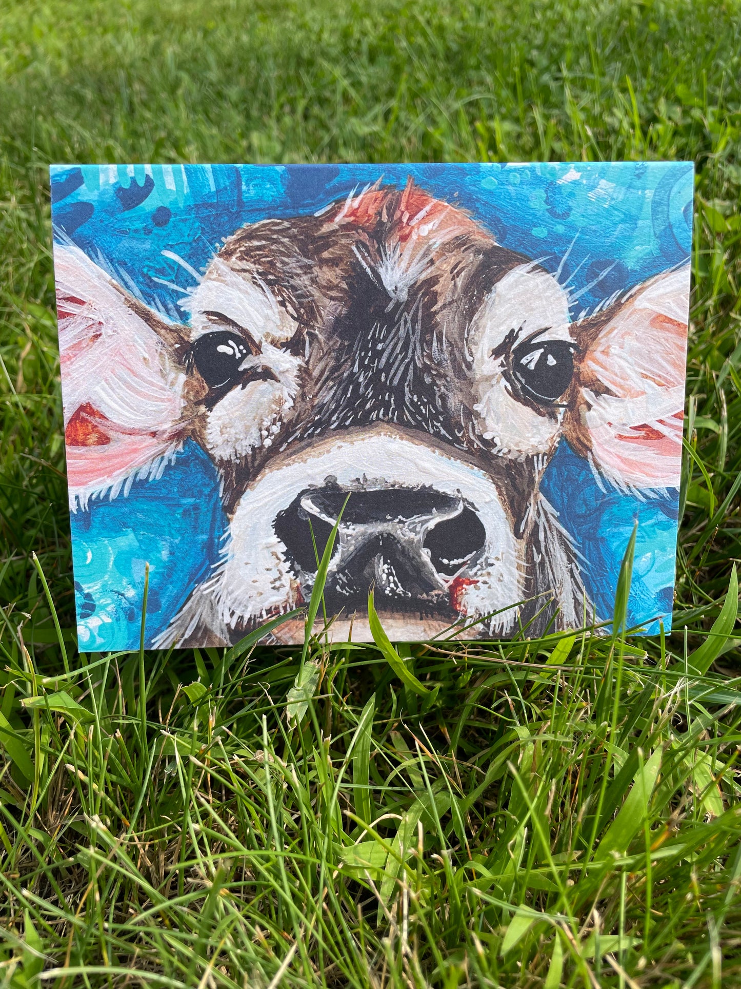 Blue Cow Greeting Card