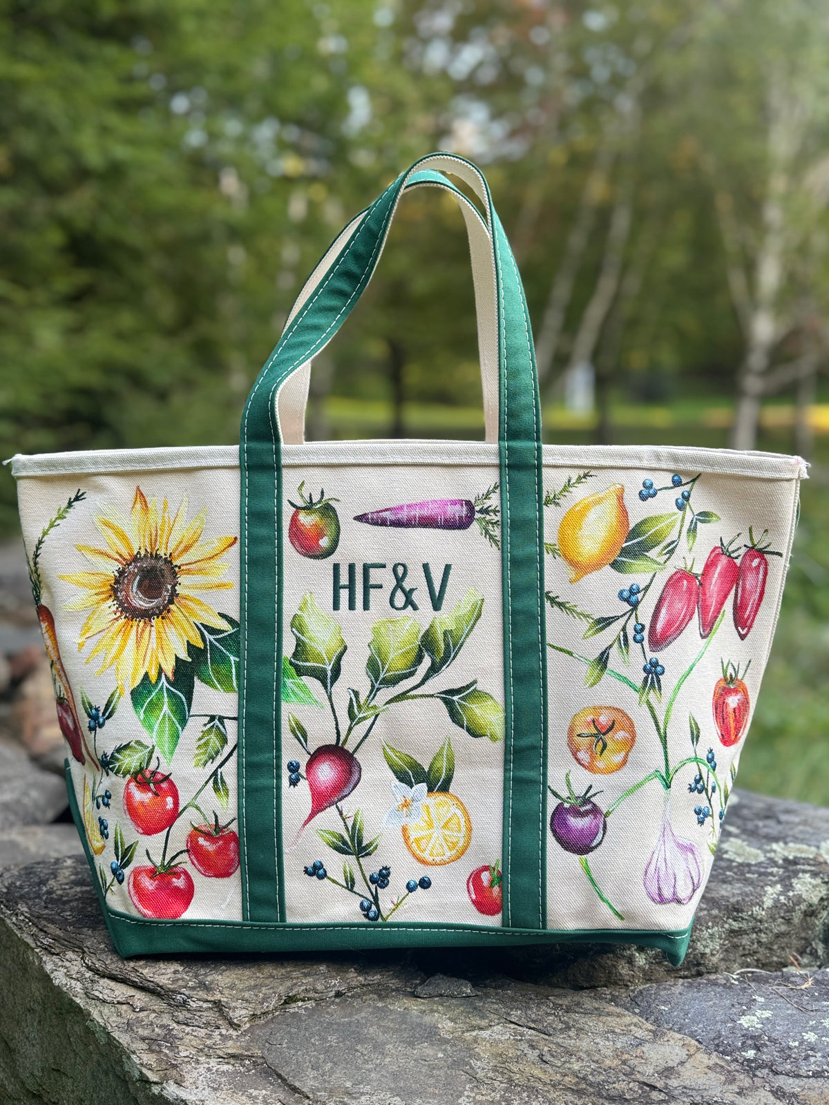 Custom Painted Large Veggie LLBean Boat and Tote