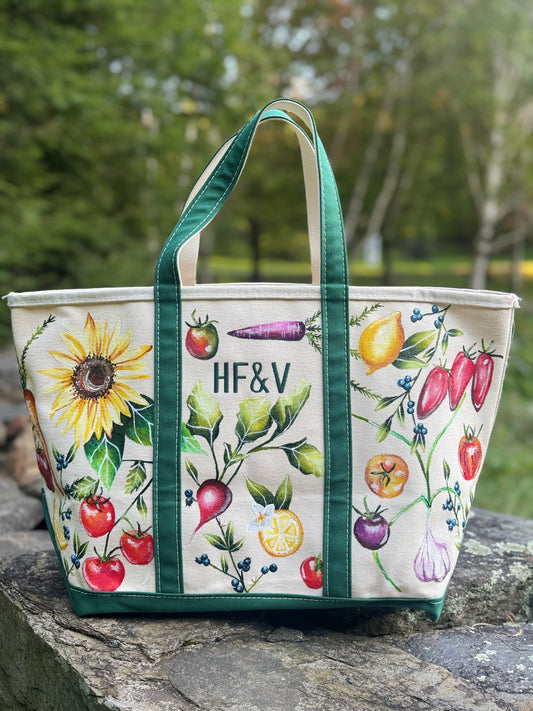Custom Painted Large Veggie LLBean Boat and Tote