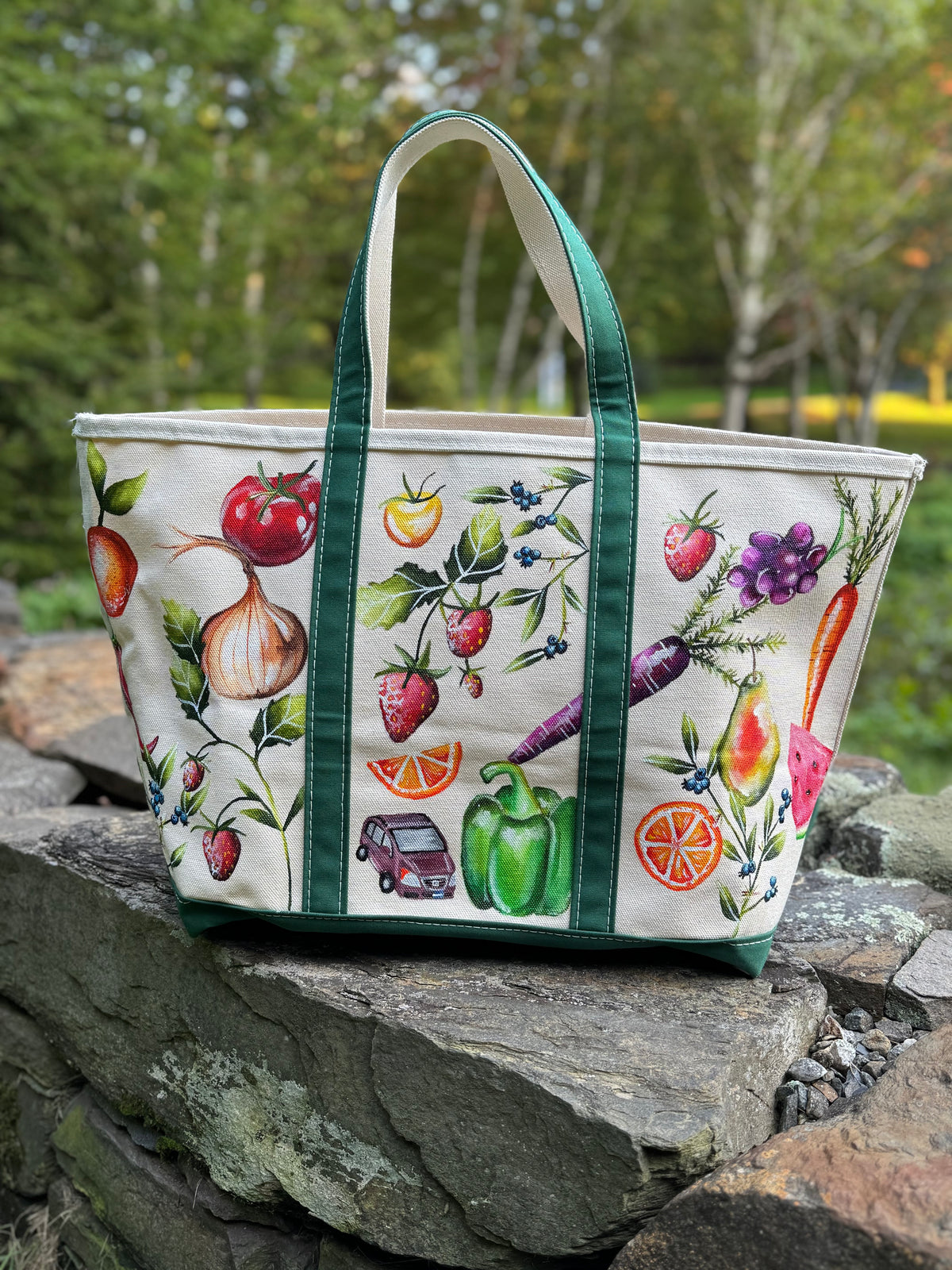 Custom Painted Large Veggie LLBean Boat and Tote