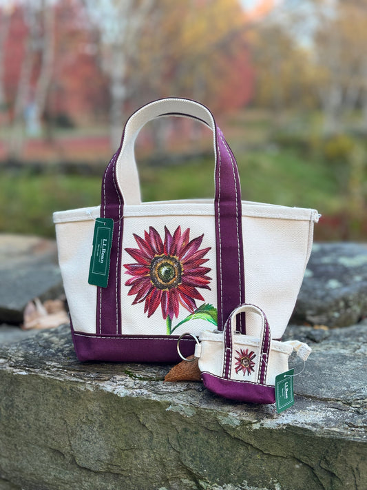 Custom Mini Fig Painted LLBean Boat and Tote Bag and Keychain