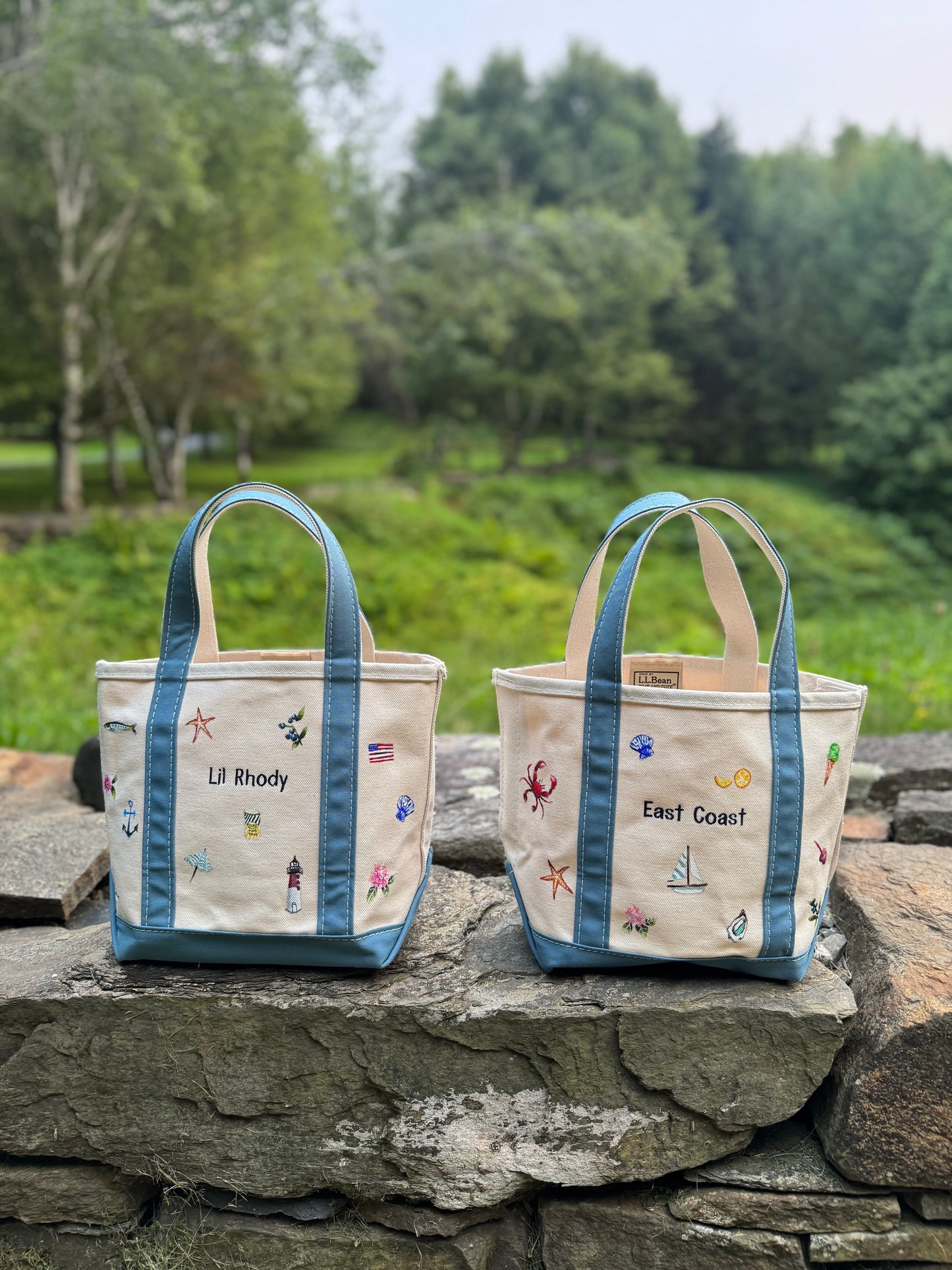 Custom Painted Rhode Island LLBean Boat and Tote Bag