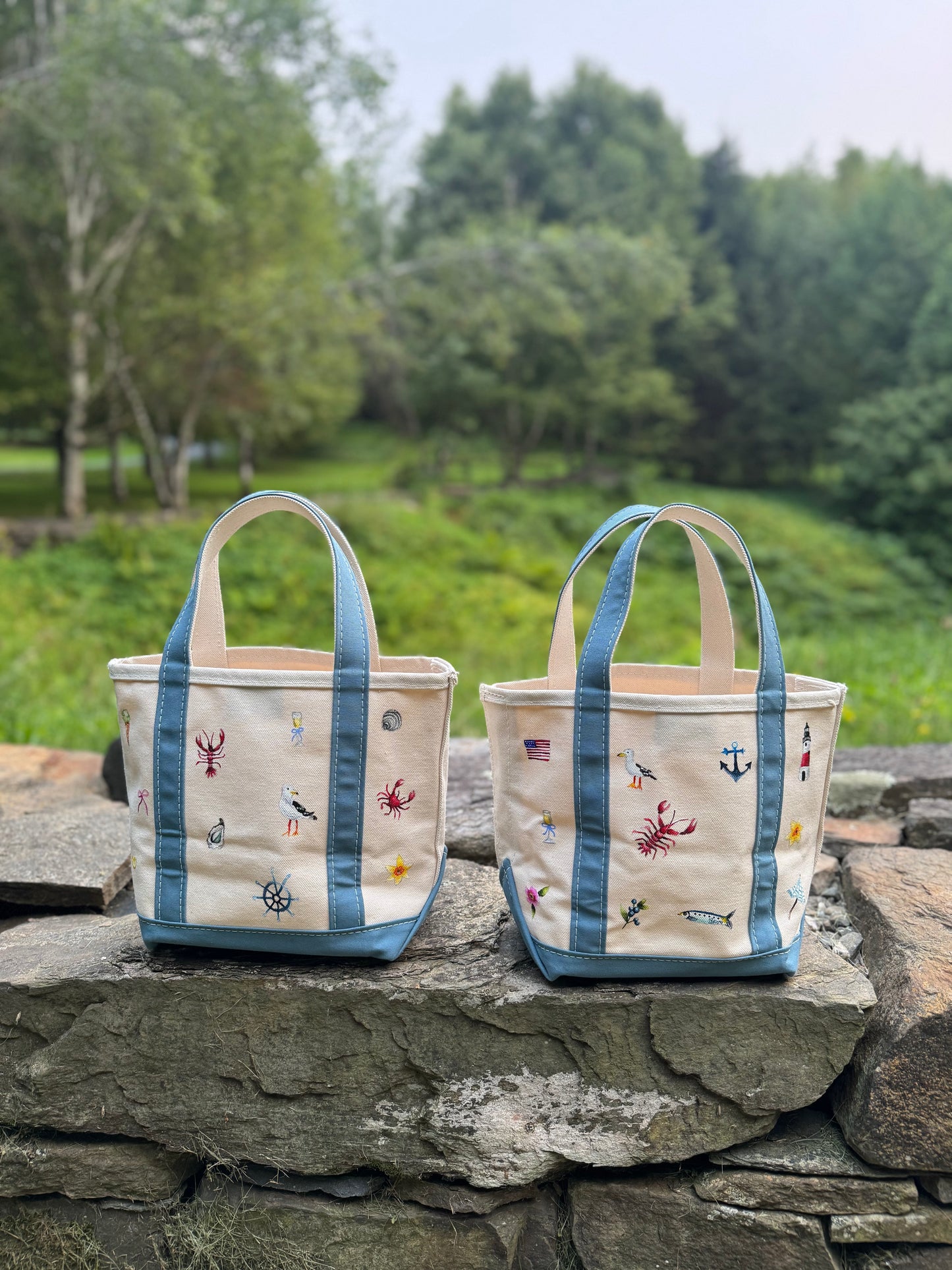 Custom Painted Rhode Island LLBean Boat and Tote Bag