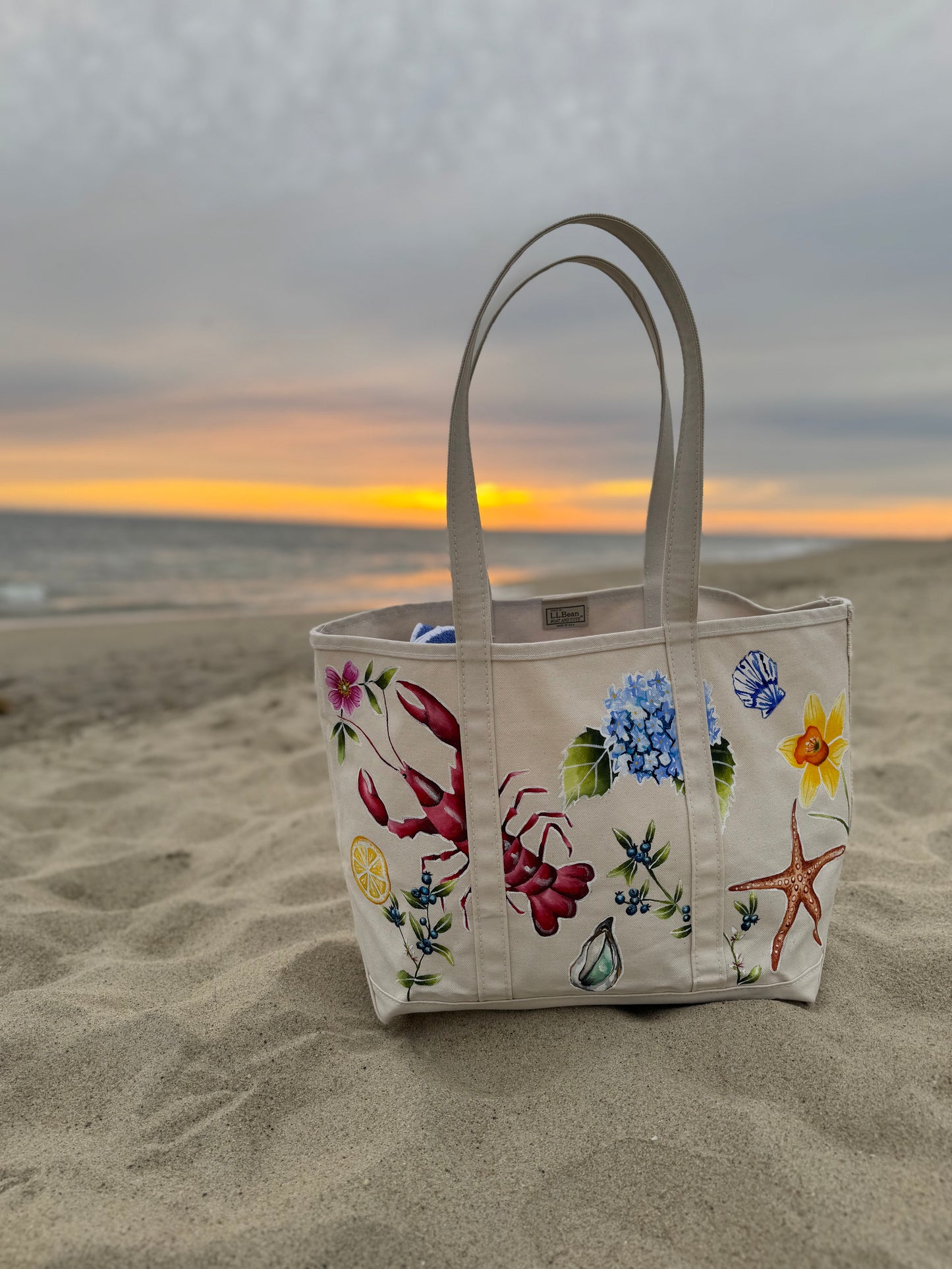 Custom Painted Rhode Island LLBean Boat and Tote Bag
