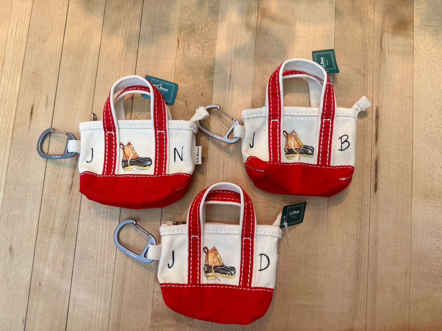 9 LLBean Keychains with Bean Boots and Initials