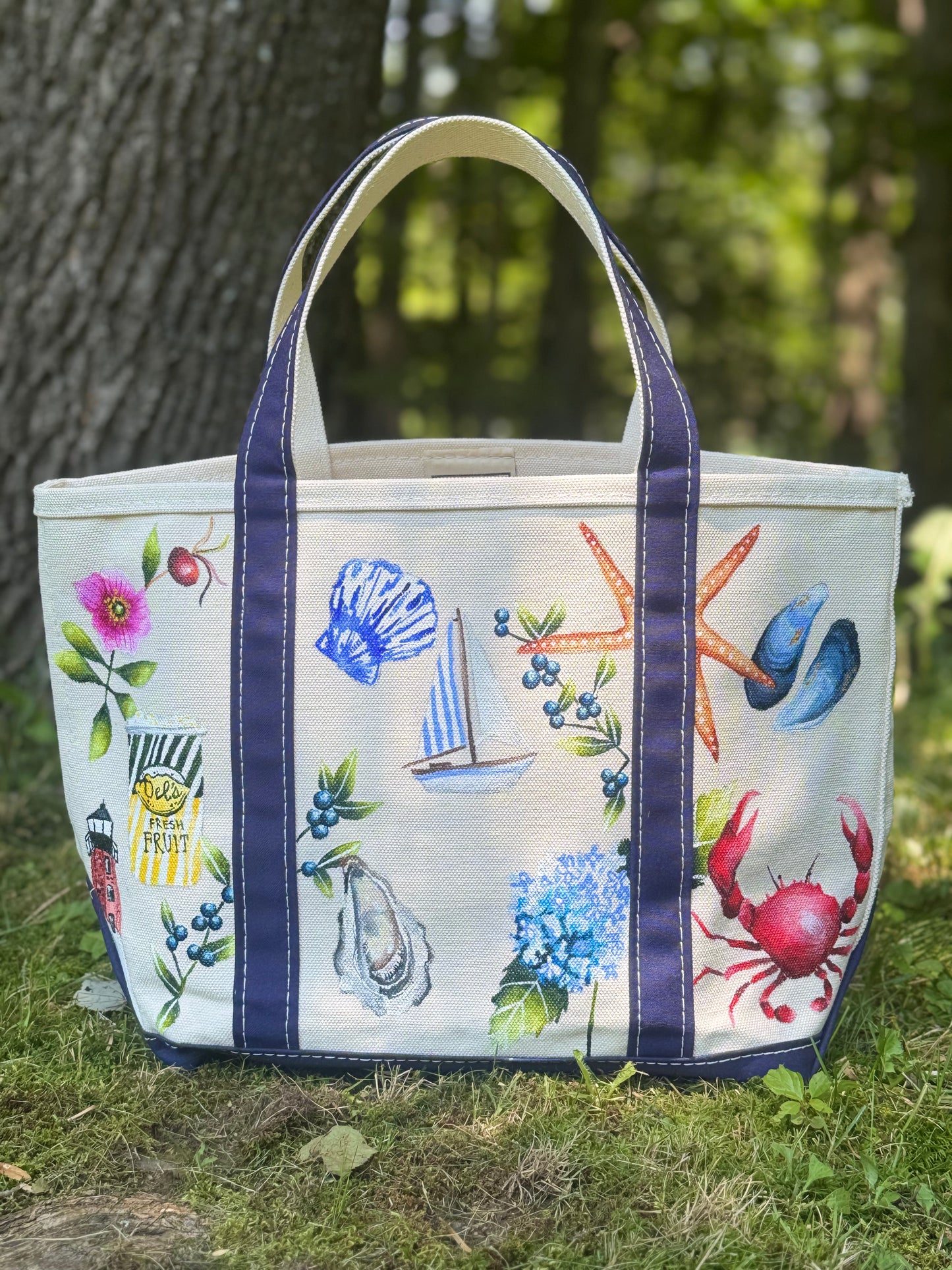 Custom Painted Rhode Island LLBean Boat and Tote Bag