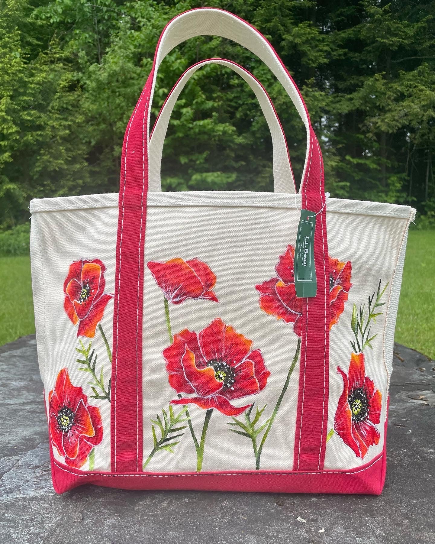 LL Bean Hawaiian Floral Design Backpack & Mini Pouch