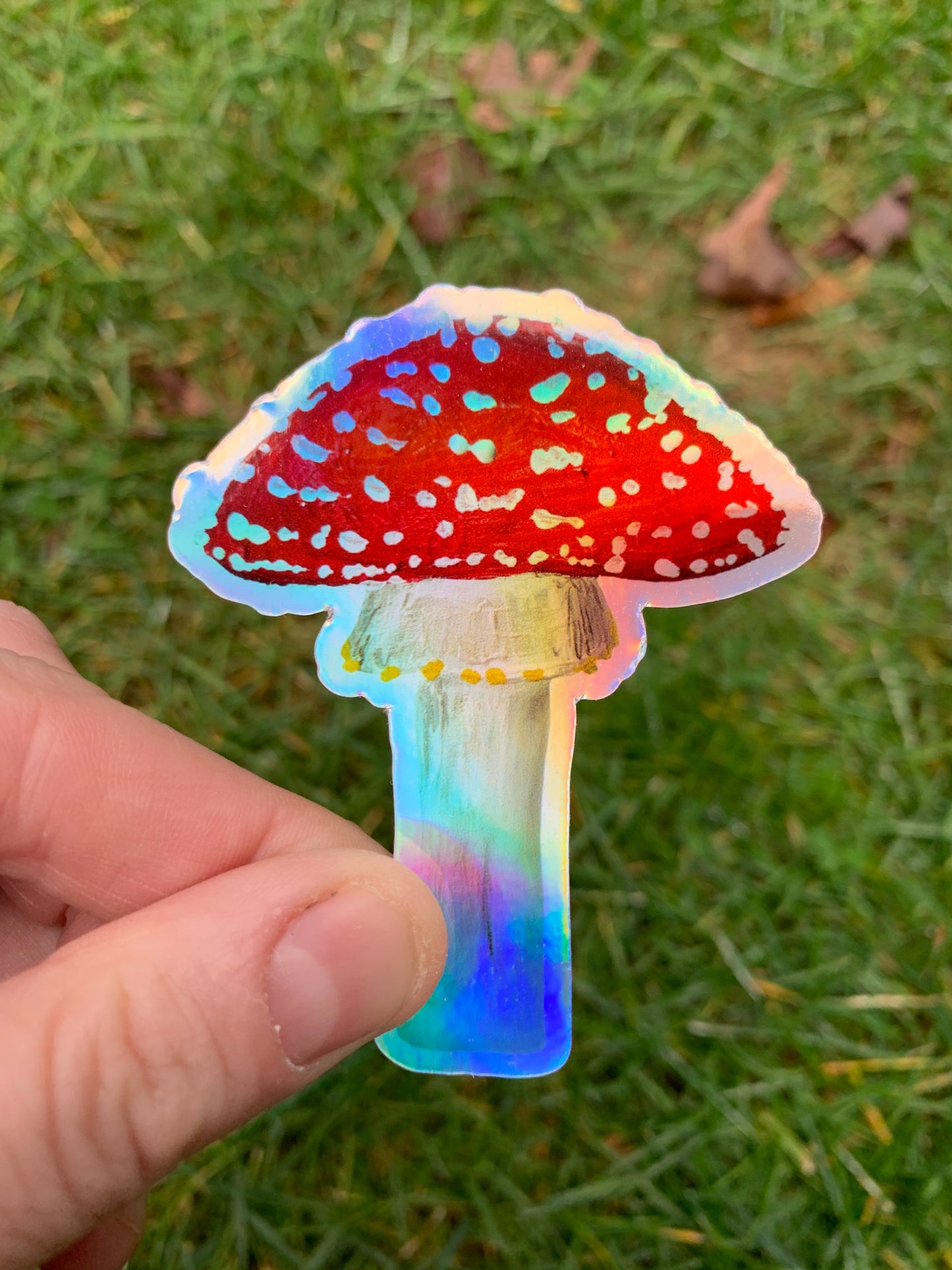 Holographic Mushroom Vinyl Sticker