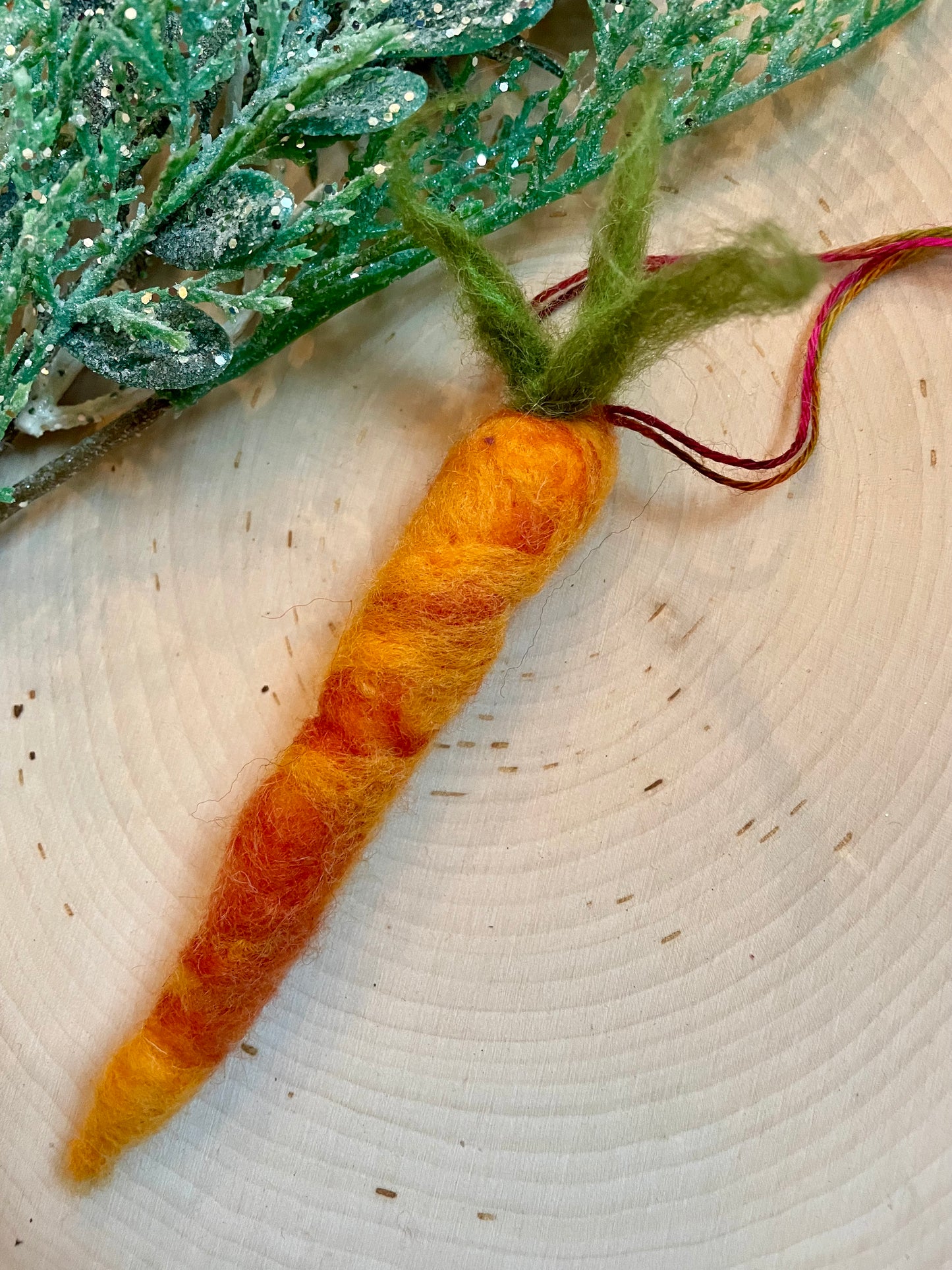 Wool Felted Carrot Ornament