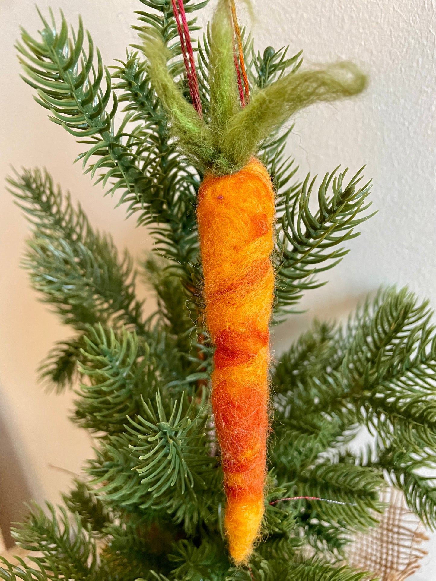 Wool Felted Carrot Ornament