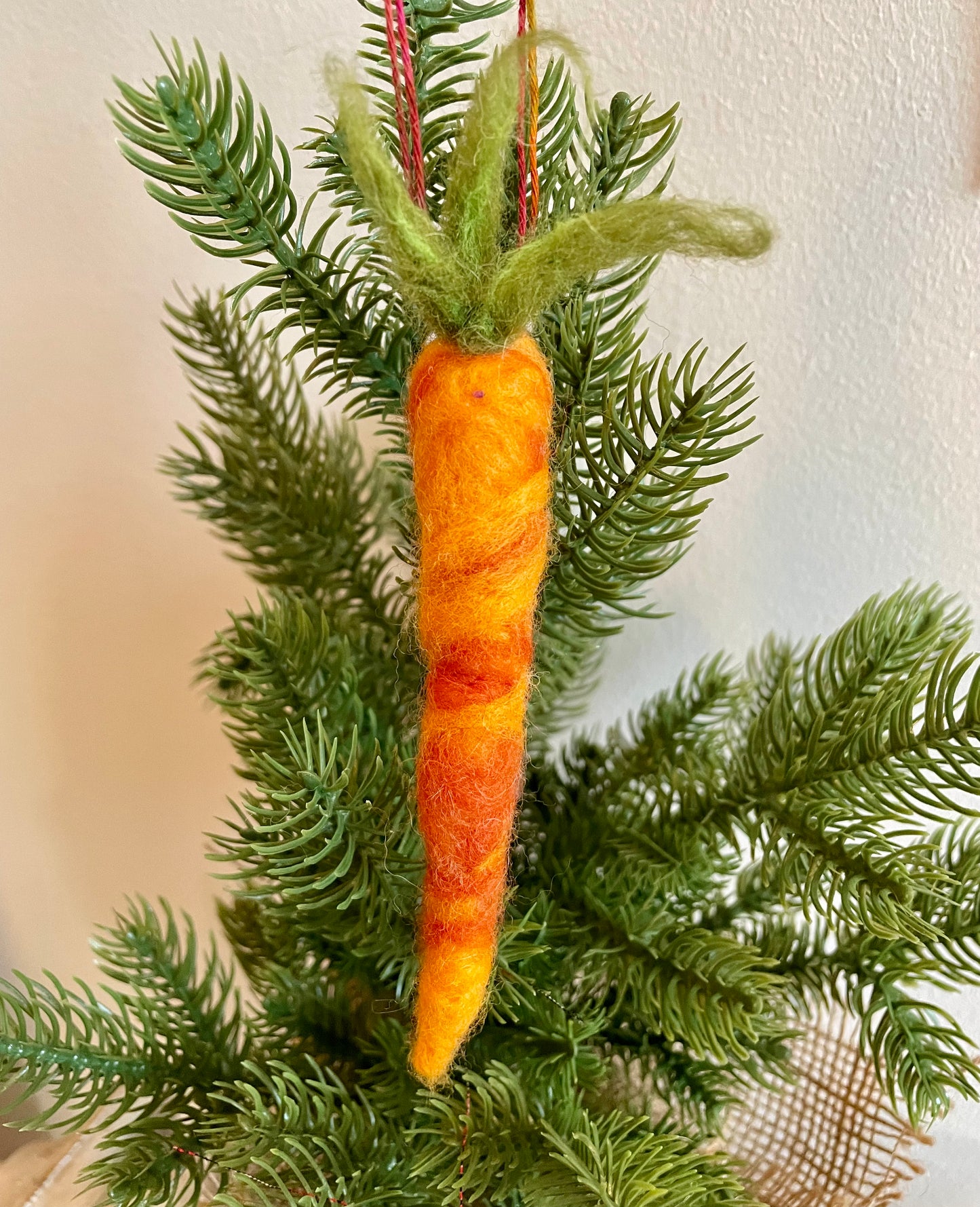 Wool Felted Carrot Ornament