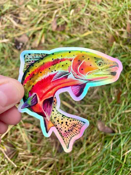 Holographic Rainbow Trout Sticker